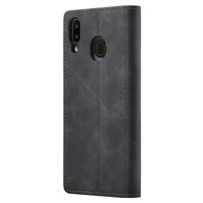 Samsung Galaxy A40 (A405F) CaseMe Retro solidus atverčiamas juodas odinis dėklas - knygutė | Priedai.lt