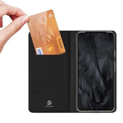 „Dux Ducis“ Skin serijos Google Pixel 8 Pro juodas odinis atverčiamas dėklas | Priedai.lt