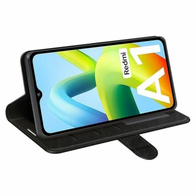 Xiaomi Redmi A2 (Redmi A1) atverčiamas juodas odinis dėklas - piniginė | Priedai.lt