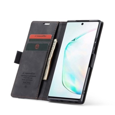 Samsung Galaxy Note10 Lite (N770F) CaseMe Retro solidus atverčiamas juodas odinis dėklas - knygutė | Priedai.lt