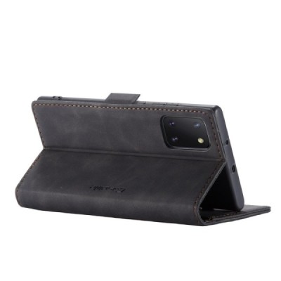 Samsung Galaxy Note10 Lite (N770F) CaseMe Retro solidus atverčiamas juodas odinis dėklas - knygutė | Priedai.lt