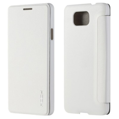 Rock Uni atverčiamas Samsung Galaxy Alpha G850 baltas odinis dėklas / Priedai.lt