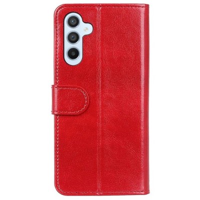 Samsung Galaxy S23 FE (Fan Edition) atverčiamas raudonas odinis dėklas, knygutė - piniginė | Priedai.lt
