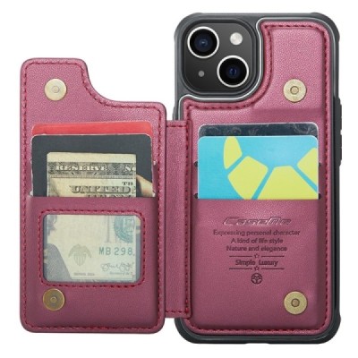 Apple iPhone 15 „CaseMe“ Wallet bordo dėklas - nugarėlė | Priedai.lt