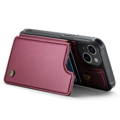 Apple iPhone 15 „CaseMe“ Wallet bordo dėklas - nugarėlė | Priedai.lt