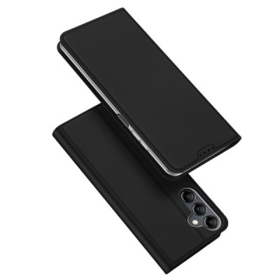 „Dux Ducis“ Skin serijos Samsung Galaxy A25 (SM-A256) juodas odinis atverčiamas dėklas | Priedai.lt