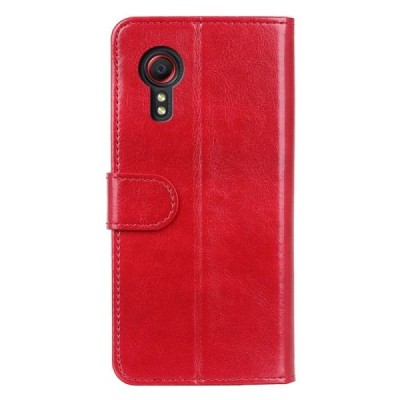 Samsung Galaxy Xcover 7 (G556B) atverčiamas raudonas odinis dėklas, knygutė - piniginė | Priedai.lt