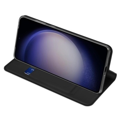 „Dux Ducis“ Skin serijos Samsung Galaxy S24+ (SM-S926) juodas odinis atverčiamas dėklas | Priedai.lt