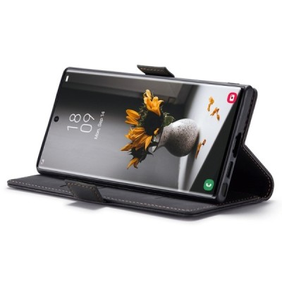 Samsung Galaxy S24 Ultra (SM-S928) CaseMe Retro solidus atverčiamas juodas odinis dėklas - knygutė | Priedai.lt