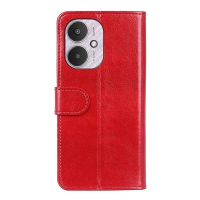 Xiaomi Redmi 13C (Poco C65) atverčiamas raudonas odinis dėklas, knygutė - piniginė | Priedai.lt