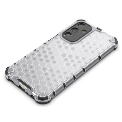 Honeycomb sustiprintos apsaugos Samsung Galaxy A25 (SM-A256) skaidrus kieto silikono (TPU) ir plastiko dėklas | Priedai.lt
